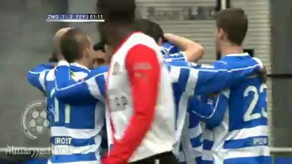 2' Doelpunt Denni Avdic, PEC Zwolle - Feyenoord, 1-0