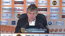 Conférence de presse FC Lorient - Evian TG FC : Christian  GOURCUFF (FCL) - Pascal DUPRAZ (ETG) - saison 2012/2013