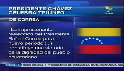 Hugo Chávez felicita a Correa por su "contundente" victoria