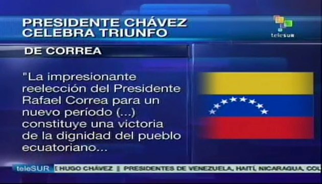 Hugo Chávez felicita a Correa por su contundente victoria