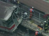 Raw: Train collides with truck in Japan