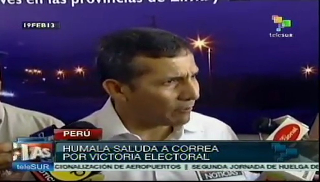 Humala espera avanzar en proyectos bilaterales con Ecuador