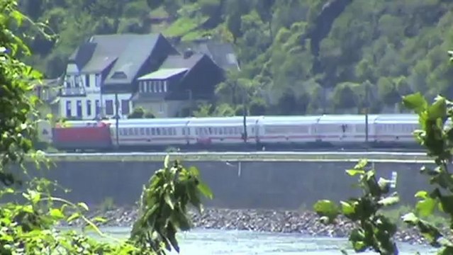 Züge bei Kestert am Rhein, ÖBB 182, SBB Cargo Re482, 152, 185, 101, 2x 143, 460, 2x 428