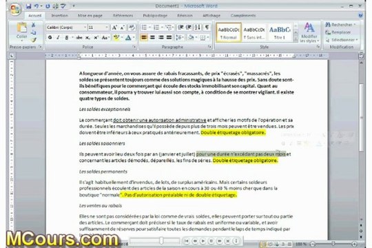 Tutoriel WORD 2007: Cours N°14 Modifier la mise forme du caractère