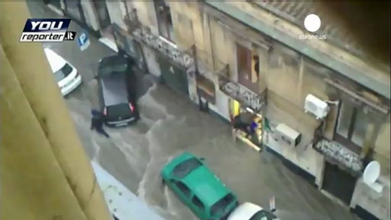 Torrential rain floods Sicily and Athens