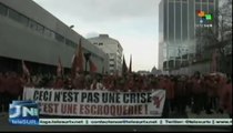 Protestan contra recortes en Bélgica