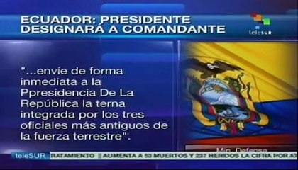 Comandante del Ejército de Ecuador presenta renuncia