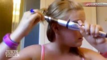 Girl BURNS Hair with Curling Iron _ Webcam Hair Tutorial Fail