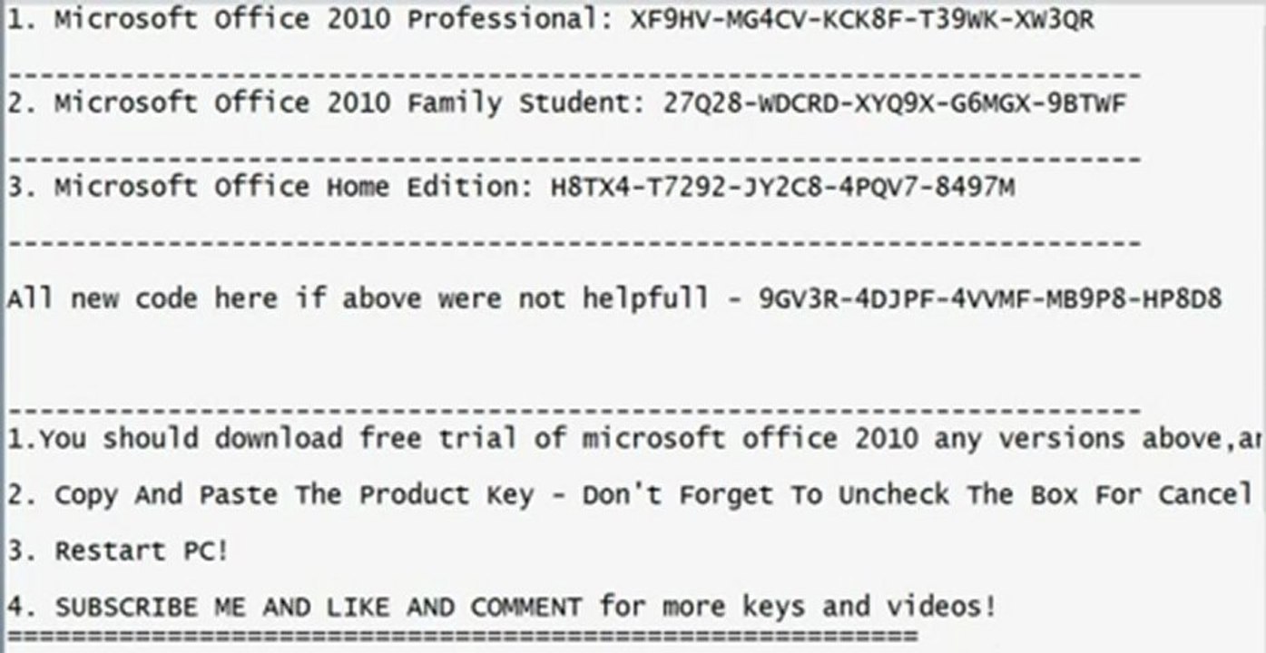 Microsoft Office 2010 product key [2012 WORKING]