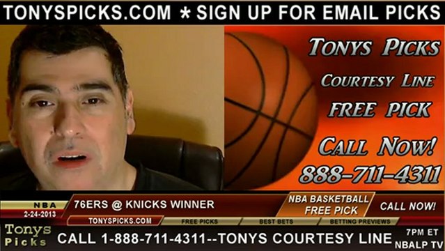 New York Knicks versus Philadelphia 76ers Pick Prediction NBA Pro Basketball Odds Preview 2-24-2013