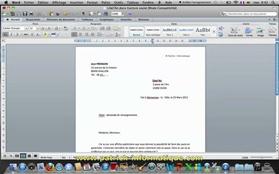 Tuto Mac - Word 2011 - Caractères spéciaux - Extrait