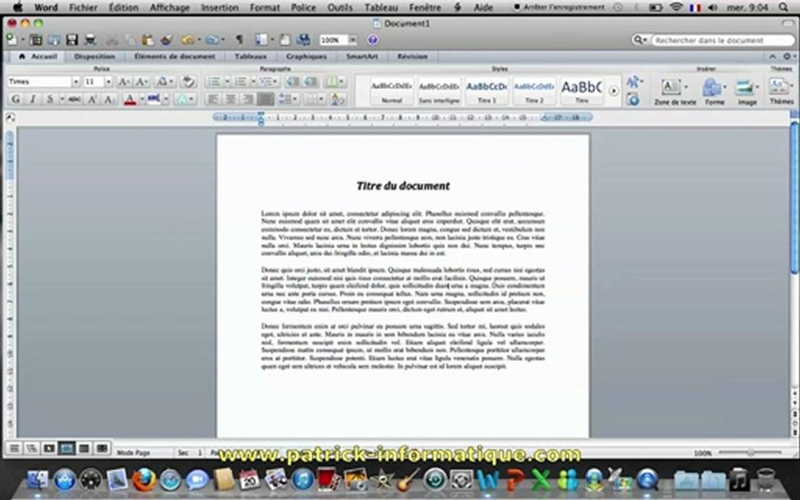 tuto mac word 2011 encadrer texte titre page extrait video dailymotion