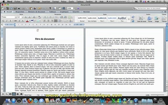 Tuto Mac - Word 2011 - En-tête et pied de page - Extrait