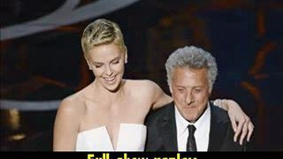 Actress Charlize Theron and actor Dustin Hoffman present onstage Oscar Awards 2013