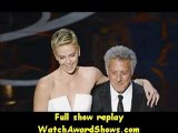 Actress Charlize Theron and actor Dustin Hoffman present onstage Oscar Awards 2013
