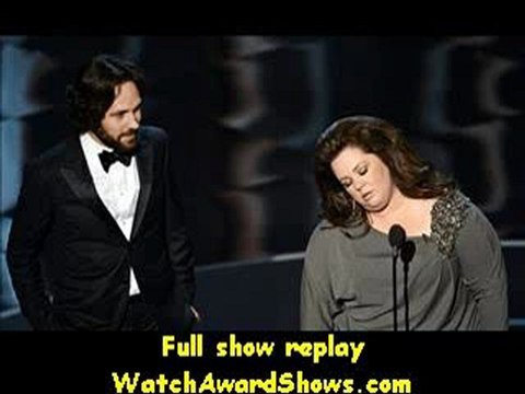Paul Rudd and Melissa McCarthy present onstage Oscar Awards 2013