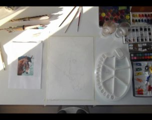 dessin de cheval à l'aquarelle