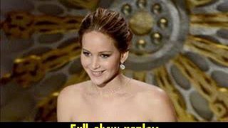 85th Oscars Actress Jennifer Lawrence presents onstage Oscars 2013