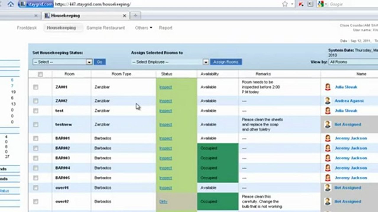 Hotelogix Tutorial - Housekeeping Part 1