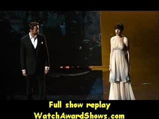 Hugh Jackman and actress Anne Hathaway perform onstage Oscars 2013