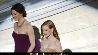 Actresses Jennifer Garner and Jessica Chastain present onstage Oscars 2013