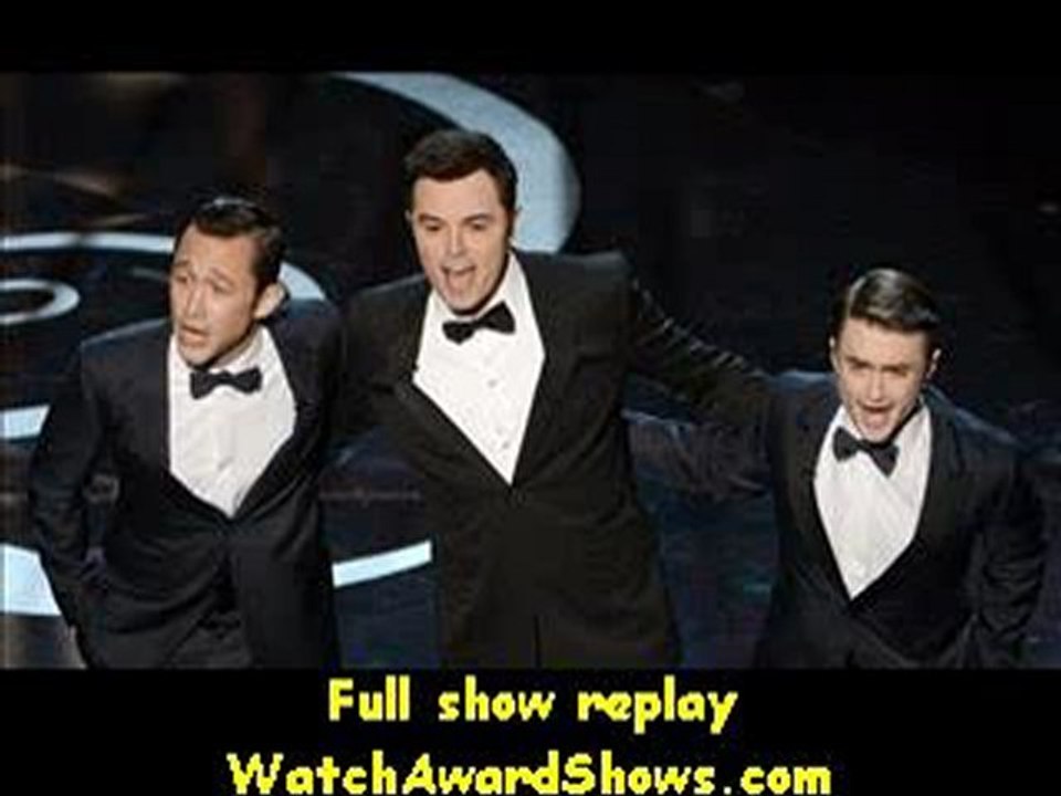 Joseph Gordon-Levitt host Seth MacFarlane and Daniel Radcliffe dance onstage Oscars 2013