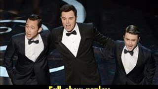 #Joseph Gordon-Levitt host Seth MacFarlane and Daniel Radcliffe dance onstage Oscars 2013