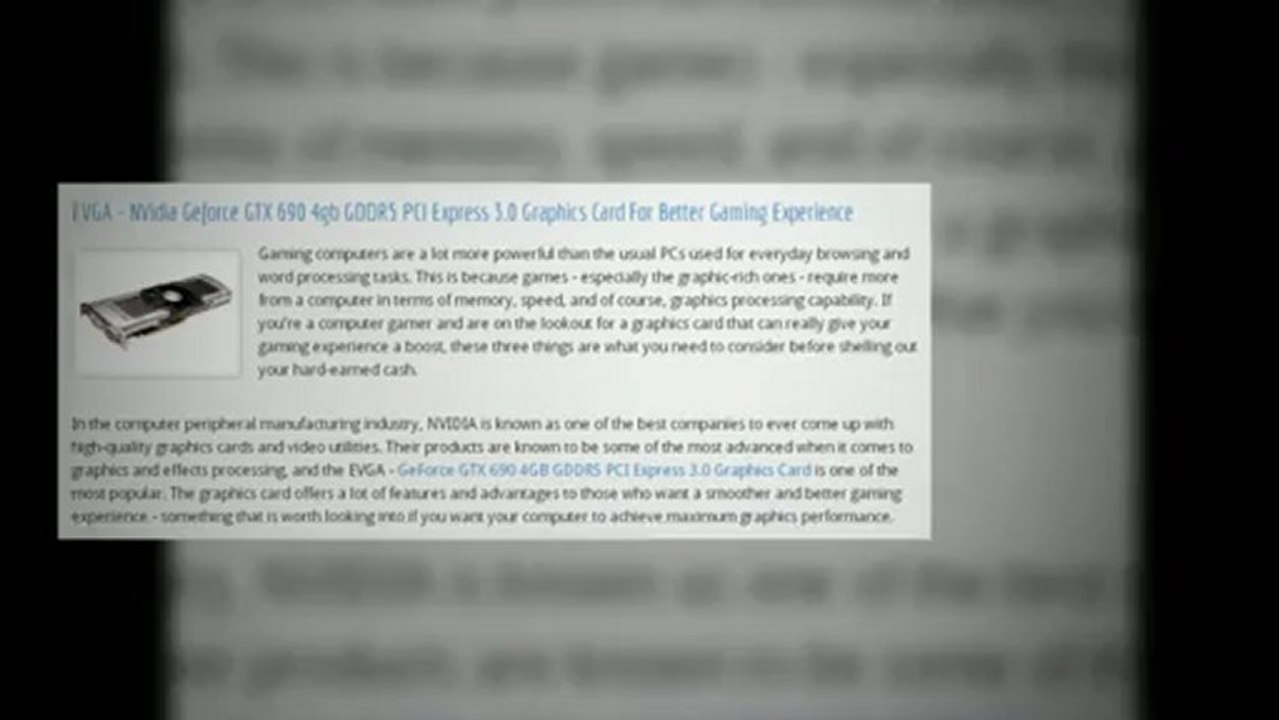 NVIDIA GeForce GTX 690 4GB GDDR5 PCI Express 3.0 Graphics Card