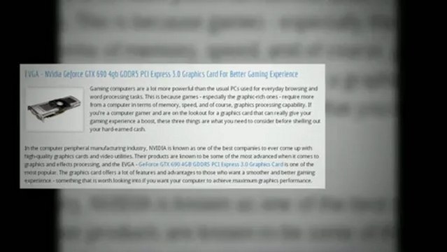 NVIDIA GeForce GTX 690 4GB GDDR5 PCI Express 3.0 Graphics Card