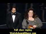 Academy Awards Paul Rudd and actress Melissa McCarthy present onstage Oscars 2013