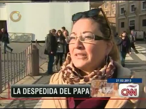 Benedicto XVI se despidió de sus fieles en San Pedro para abandonar este jueves el Vaticano