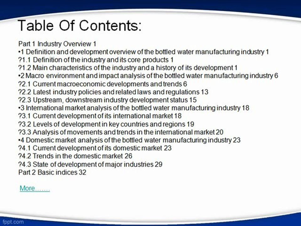Aarkstore.com - China bottled water manufacturing industry, 2011