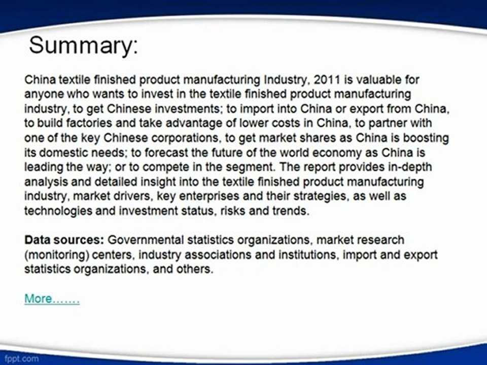 Aarkstore.com - China textile finished product manufacturing industry, 2011