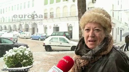 El sur de Badajoz teñido de blanco por la nieve