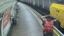 CCTV footage shows runaway train