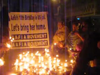 Aafia 10th birthday in solitary confinement vigil demo at KPC