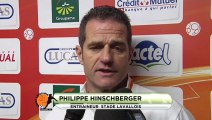 Conférence de presse Stade Lavallois - Clermont Foot : Philippe  HINSCHBERGER (LAVAL) - Régis BROUARD (CFA) - saison 2012/2013