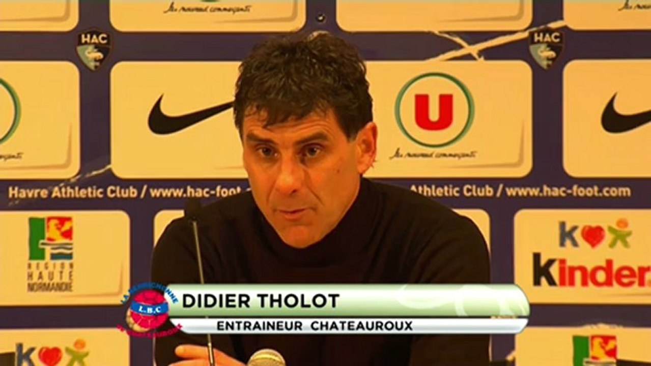 Conférence de presse Havre AC - Châteauroux : Erick MOMBAERTS (HAC) - Didier THOLOT (LBC) - saison 2012/2013