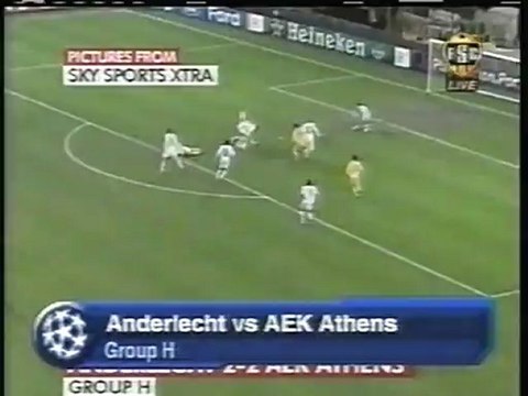 2006 (December 6) Anderlecht (Belgium) 2-AEK Athens (Greece) 2 (Champions League)