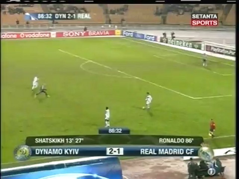 2006 (December 6) Dinamo Kiev (Ukraine) 2-Real Madrid (Spain) 2 (Champions League)