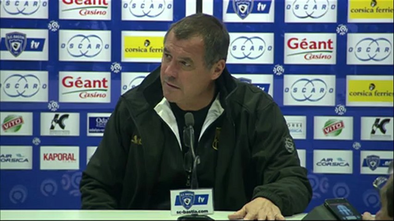 Conférence de presse SC Bastia - AC Ajaccio : Frédéric HANTZ (SCB) - Albert EMON (ACA) - saison 2012/2013
