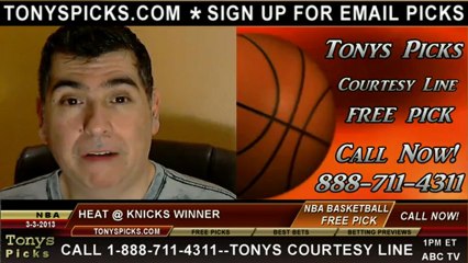 New York Knicks versus Miami Heat Pick Prediction NBA Pro Basketball Odds Preview 3-3-2013