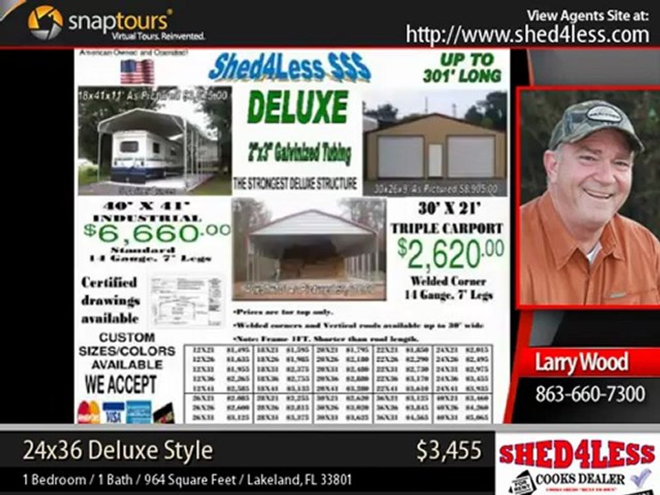 metal buildings - 24x36 Deluxe Style Shed4less