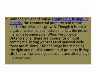 Commercial Listings in Canada