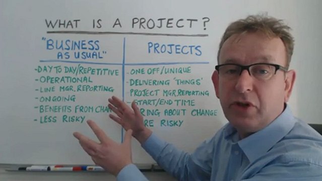 Project management whiteboard | The difference between projects and business as usual