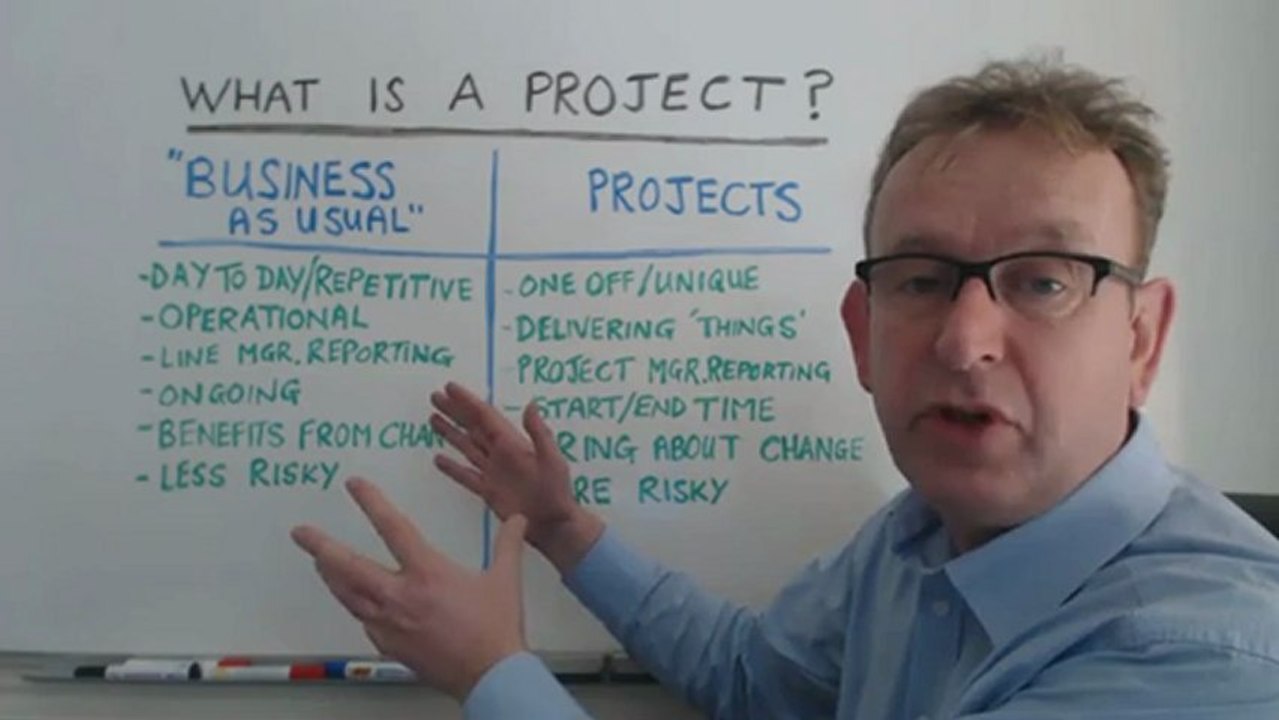 Project management whiteboard | The difference between projects and business as usual
