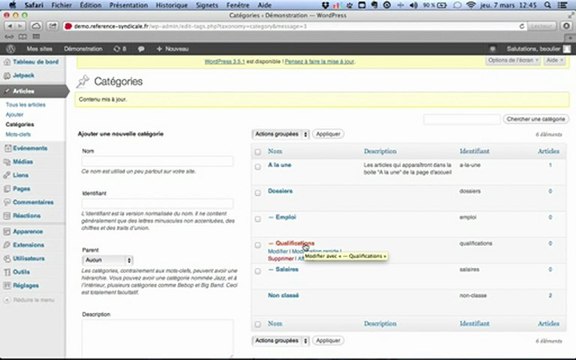 2ter - Gerer mes categories