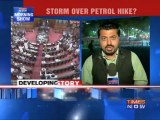Opposition storms over petrol hike.