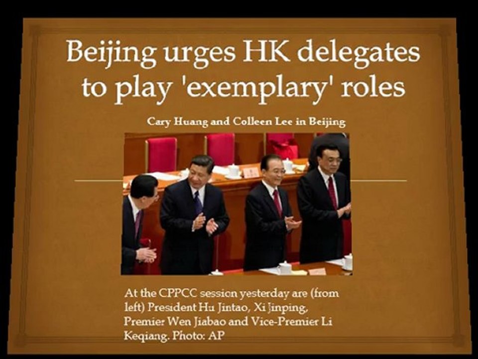 Beijing urges HK delegates to play 'exemplary' roles