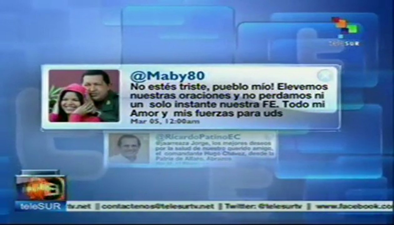 Hija de Chávez agradece en Twiteer solidaridad con su padre